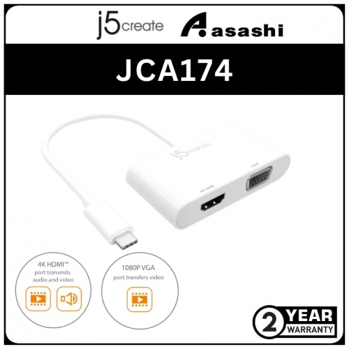 J5create JCA174 Type C to VGA/HDMI Adapter (2 yrs Limited Hardware Warranty)