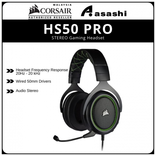 CORSAIR HS50 PRO STEREO Gaming Headset - Green CA-9011216-AP