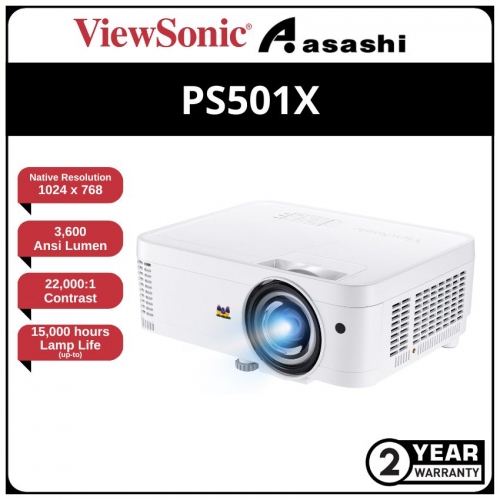 Viewsonic PS501X 3500 Lumens XGA ShortThrow DLP Projector (HDMI,2W SonicExpert Speaker,Lamp Life up to 10,000 Hours)