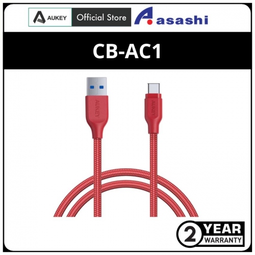 Aukey CB-AC1 Red Braided Nylon USB 3.1 USB A To USB C Cable 1.2 meter - Red