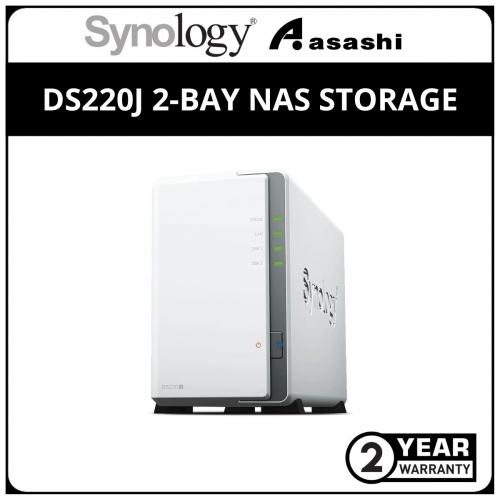 Synology DS220j 2-Bay NAS Storage (Realtek RTD1296 Quad Core 1.4 GHz, 512MB DDR4, 1 X 1GbE)