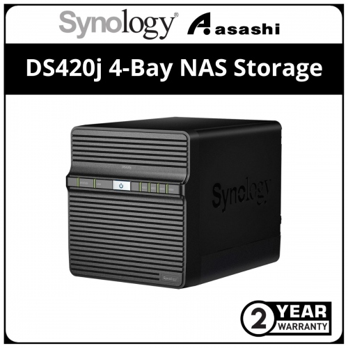 Synology DS420j 4-Bay NAS Storage (Realtek RTD1296 Quad Core 1.4 GHz, 1GB DDR4,1 X 1GbE LAN)
