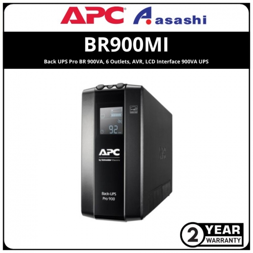 APC BR900MI Back UPS Pro BR 900VA, 6 Outlets, AVR, LCD Interface 900VA UPS