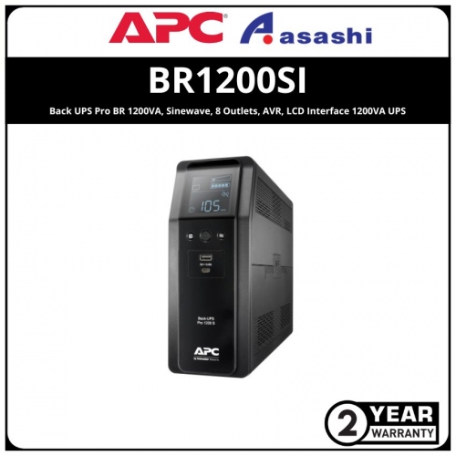 APC BR1200SI Back UPS Pro BR 1200VA, Sinewave, 8 Outlets, AVR, LCD Interface 1200VA UPS