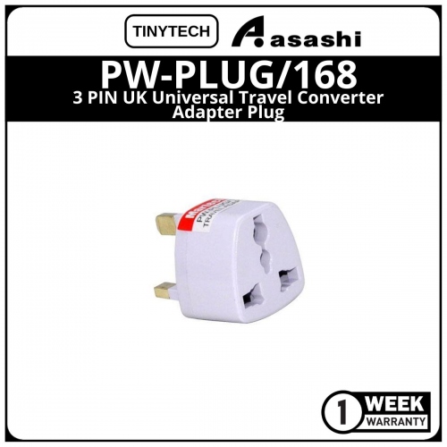Tinytech PW-PLUG/168 3 PIN UK Universal Travel Converter Adapter Plug (1 week Limited Hardware Warranty)