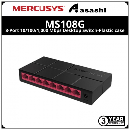 Mercusys MS108G 8-Port 10/100/1,000 Mbps Desktop Switch-Plastic case