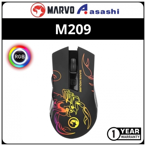 Marvo M209 800-6400dpi 7 Color Light Breathing Gaming Mouse