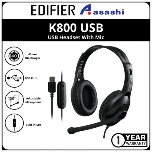 Edifier K800USB-BK USB Headset With Mic (1 yrs Limited Hardware Warranty)