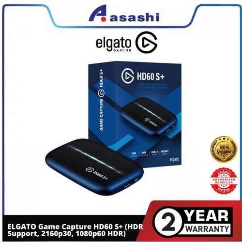 ELGATO Game Capture HD60 S+ (HDR Support, 2160p30, 1080p60 HDR) - 2 Years Warranty