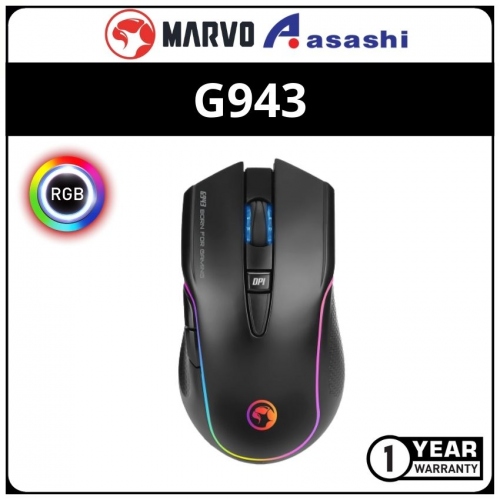 Marvo G943 RGB LED (Multiple Effect) 6 Buttons 2400-5000DPI(Pixart3325) USB Gaming Mouse (1yr Manufacturer Warranty)