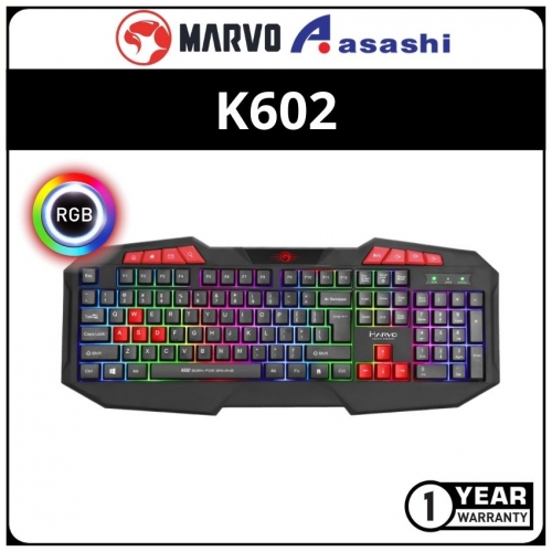 Marvo K602 112Keys Rainbow Backlit Anti-Ghosting Membrane Gaming Keyboard (1 yrs Limited Hardware Warranty)