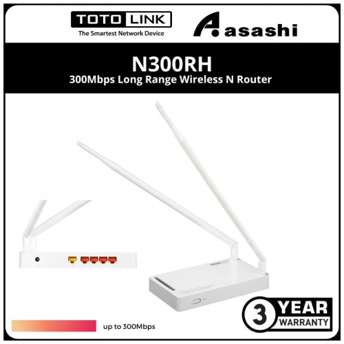 Totolink N300RH 300Mbps Long Range Wireless N Router - Support Unifi