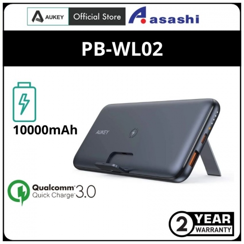 AUKEY PB-WL02 18W PD QC 3.0 10000mAh Power Bank With Foldable Stand & Wireless Charging