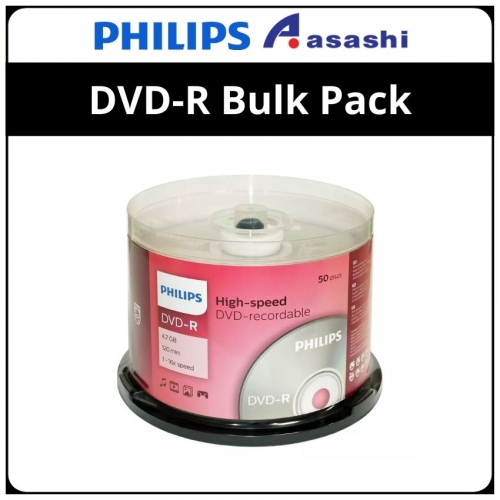 Philips DVD-R Bulk Pack - 50pcs (PH-OP-DVD-R/50B ) - 4.7GB 16x