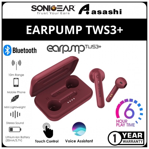 Sonic Gear Earpump TWS3+-RD True Wireless Earphone (1 yrs Limited Hardware Warranty)