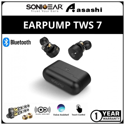 Sonic Gear Earpump TWS 7 (Black) HYPERBASS True Wireless Earphone - 1Y