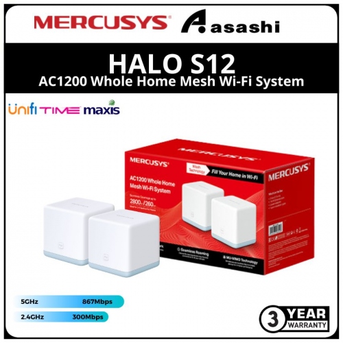 Mercusys Halo S12 ( 2 Packs ) 1200Mbps Whole Home Mesh Wi-Fi System