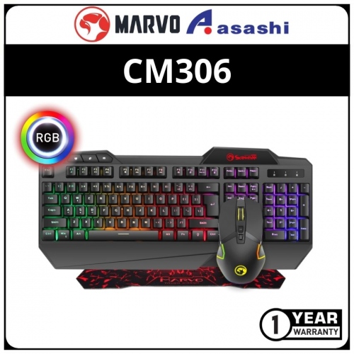 Marvo MK-CM306 2in1 Gaming Advance Pack-Keyboard/Mouse/Mat (1 yrs Limited Hardware Warranty)