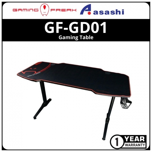 GAMING FREAK GF-GD01-BK Gaming Table - Carbon Design with Full Mousepad / Cable Management & Cup Holder