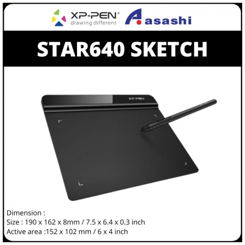XP-PEN Star640 Sketch (Active Area 6'x4' , 8192 Levels of pressure sensitivity) (DESIGN FOR OFFICE
SIGNATURE USAGE (OSU) & GAMING PURPOSES)