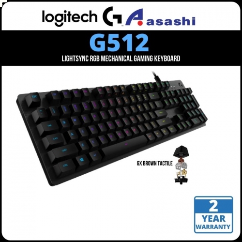 PROMO - Logitech G512 LIGHTSYNC RGB Mechanical Gaming Keyboard - GX Brown Tactile 920-009354