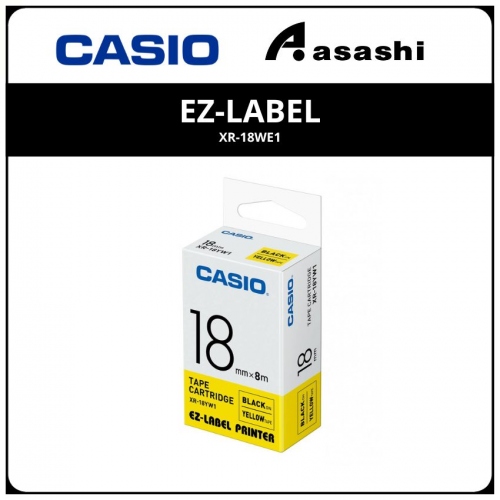 Casio EZ-Label Tape (18mm) Black on Yellow (XR-18YW1)