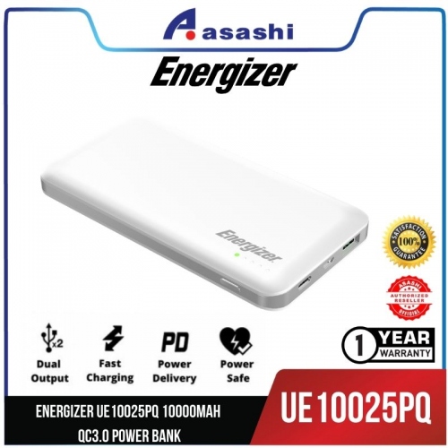 Energizer UE10025PQ 10000mah QC3.0 Power Bank (1 yrs Limited Hardware Warrranty)