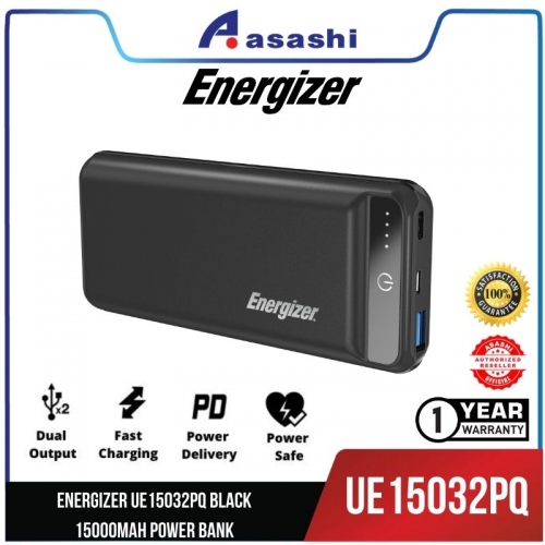 Energizer UE15032PQ Black 15000mah Power Bank (1 yrs Limited Hardware Warranty)
