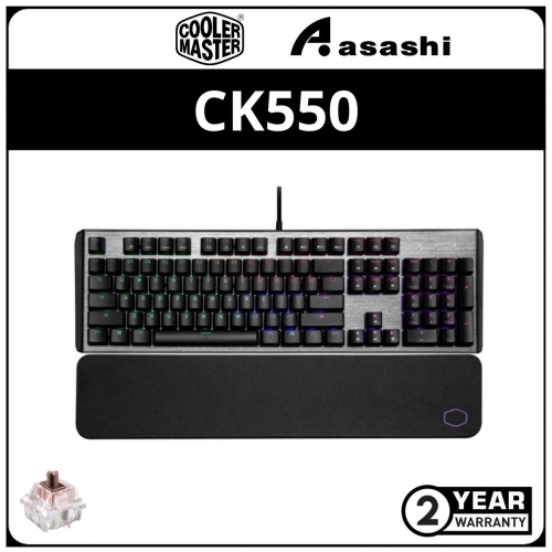 Cooler Master CK550 V2 RGB Full Size Gaming Mechanical Keyboard with WRIST REST (Brown Switch)