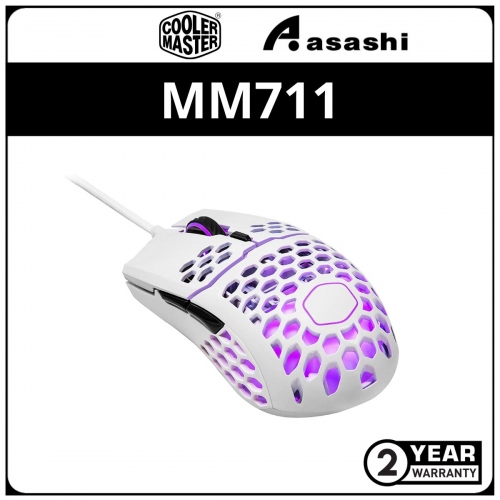Cooler Master MM711 Ultralight RGB Gaming Mouse - White Glossy