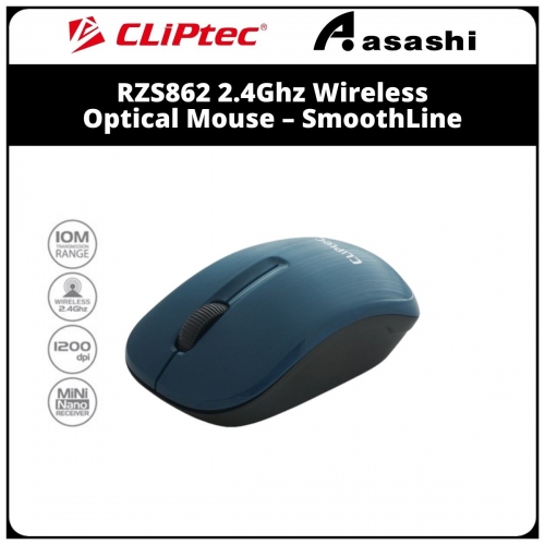 CLiPtec RZS862 Blue 2.4Ghz Wireless Optical Mouse – SmoothLine