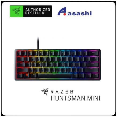 Razer Huntsman Mini - 60% Black (Linear Optical Switch, Hybrid on-board MEM, Doubleshot PBT, Detachable USB-C) RZ03-03390200-R3M1