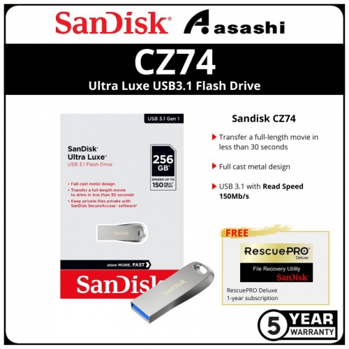 Sandisk CZ74 256GB Ultra Luxe Usb3.1 Flash Drive (SDCZ74-256G-G46)