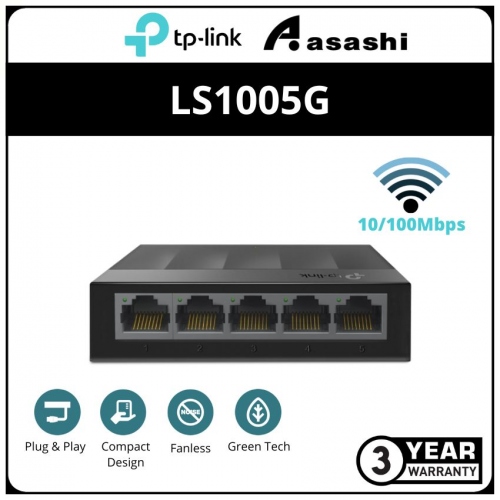 Tp-Link LS1005G LiteWave 5-Port Gigabit Desktop Switch, 5 Gigabit RJ45 Ports, Desktop Plastic Case