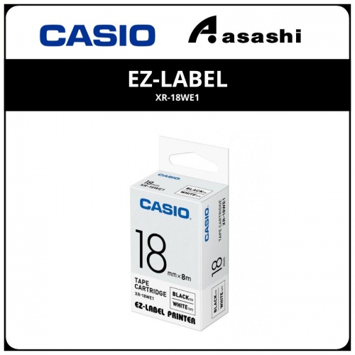 Casio EZ-Label Tape (18mm) Black on White (XR-18WE1)
