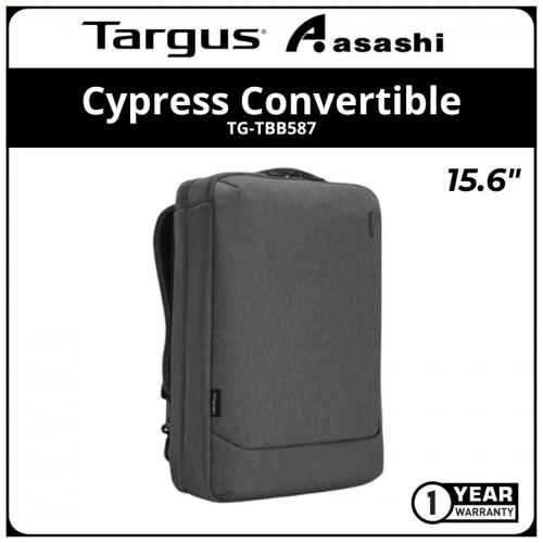 Targus TBB587-Grey Cypress 15.6” Convertible Backpack with EcoSmart® (1 yrs Limited Hardware Warranty)