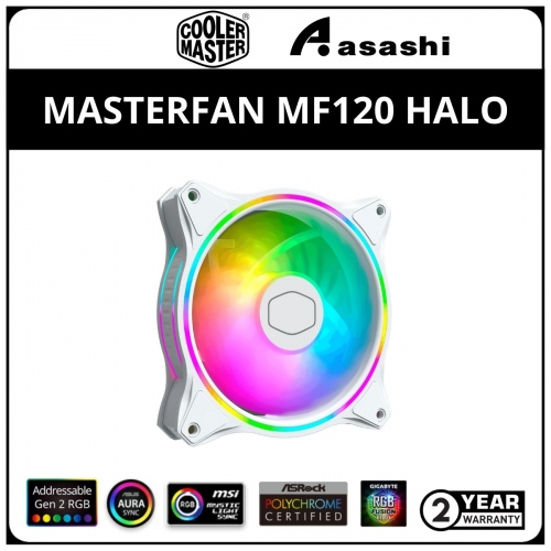 Cooler Master MasterFan MF120 HALO ARGB (White) Casing Fan (Daisy Chain)