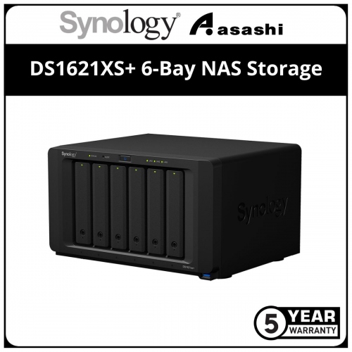 Synology DS1621XS+ 6-Bay NAS Storage (Intel Xeon D-1527 	Quad Core 2.2 GHz, 8GB ECC DDR4, 2 x GbE)