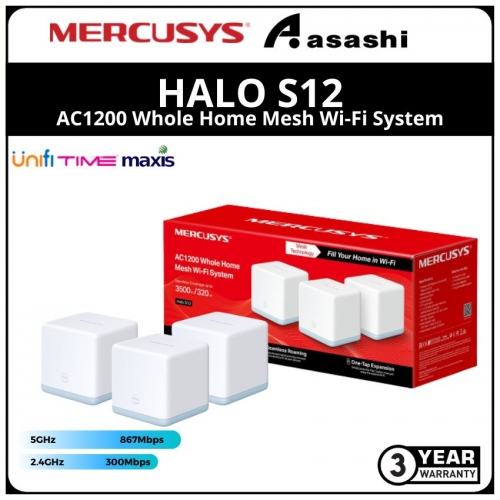 Mercusys Halo S12 ( 3 Packs ) 1200Mbps Whole Home MEsh Wi-Fi System