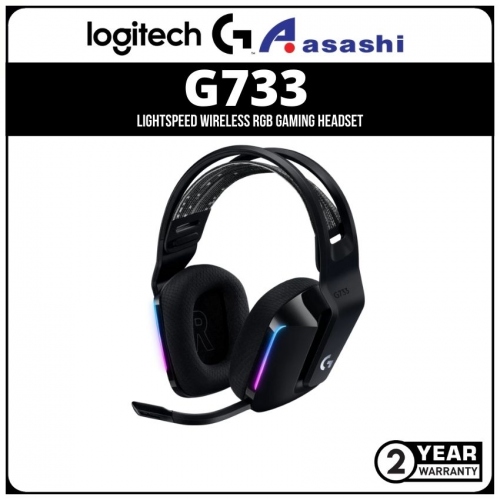 Logitech G733 LIGHTSPEED Wireless RGB Gaming Headset - Black 2.4GHZ (981-000867)