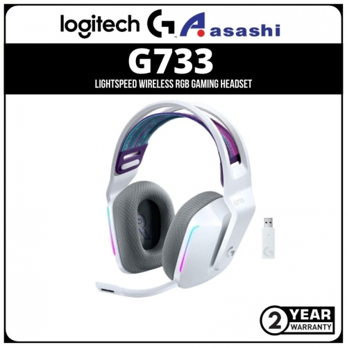 Logitech G733 LIGHTSPEED Wireless RGB Gaming Headset - White 2.4GHZ (981-000886)