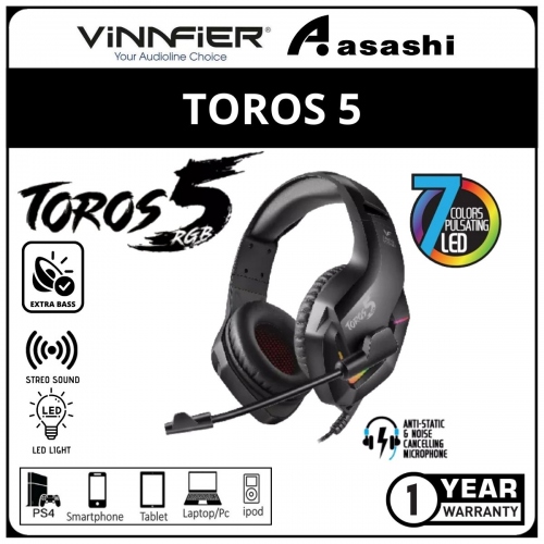Vinnfier TOROS 5 (Black) High Quality Gaming Headset (1Year Manufacturer Warranty)