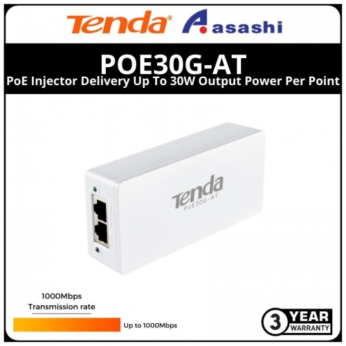 Tenda PoE30G-AT PoE Injector Delivery Up To 30W Output Power Per Point