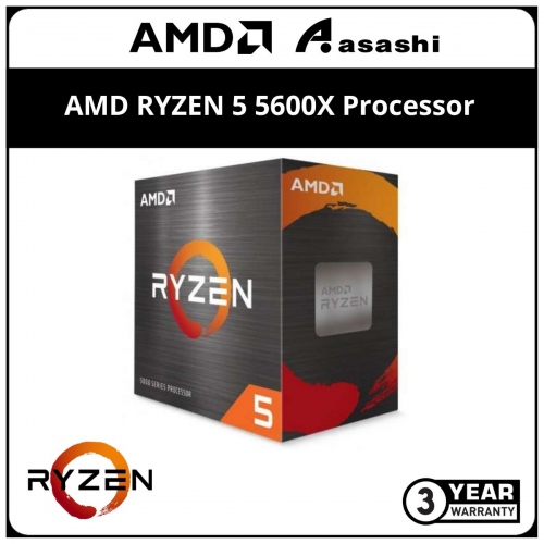 AMD RYZEN 5 5600X Processor (32M Cache, 6C12T, up to 4.6Ghz, Wraith Stealth Cooler) AM4
