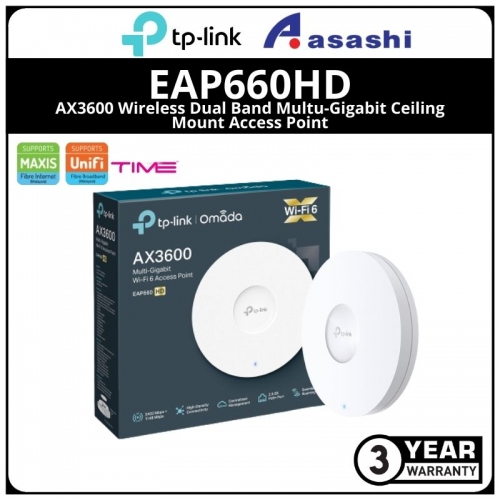TP-Link EAP660HD AX3600 Wireless Dual Band Multu-Gigabit Ceiling Mount Access Point