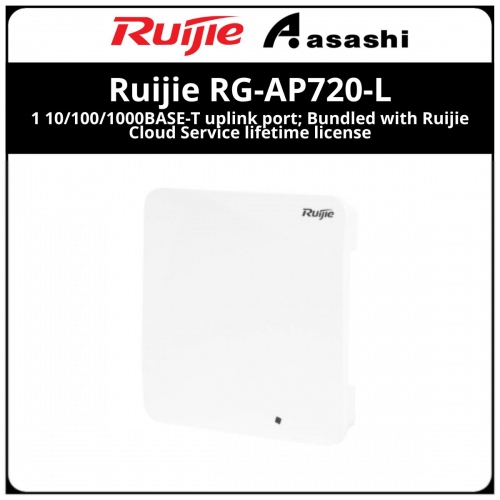 Ruijie RG-AP720-L Indoor 802.11ac Wave 2 Access Point, dual-radio, dual-band, 2 spatial streams, access rate up to 1.167Gbps, 1 10/100/1000BASE-T uplink port; Bundled with Ruijie Cloud Service lifetime license (PoE and local power adapters sold separately)