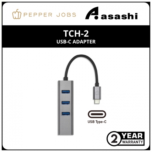 Pepper Jobs TCH-2 USB-C Multiple Network Hub Adapter (2yrs Manufacturer Warranty)