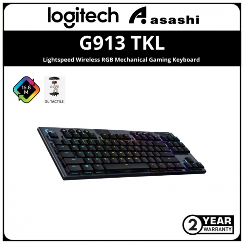 Logitech G913 TKL Lightspeed Wireless RGB Mechanical Gaming Keyboard - Tactile (920-009506)