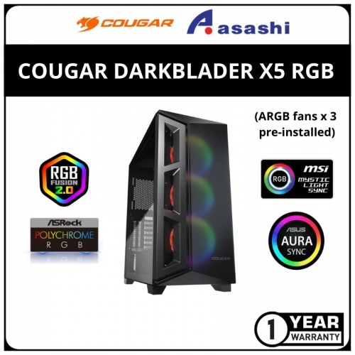 COUGAR DARKBLADER X5 RGB Mid Tower ATX Case (ARGB fans x 3 pre-installed)