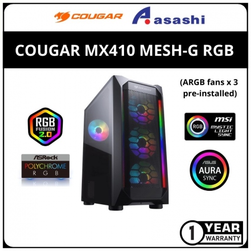 Cougar MX410 MESH-G RGB Mesh Front ATX Case (4x aRGB Fan)
